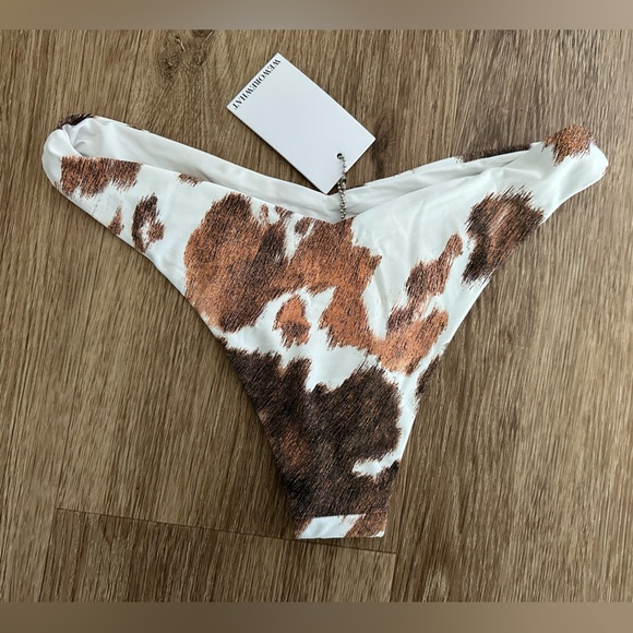 WeWoreWhat Delilah Bikini Bottom in Cow Hide Brown NWT - Picture 7 of 7